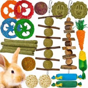 Juguetes de madera natural para roer para conejos